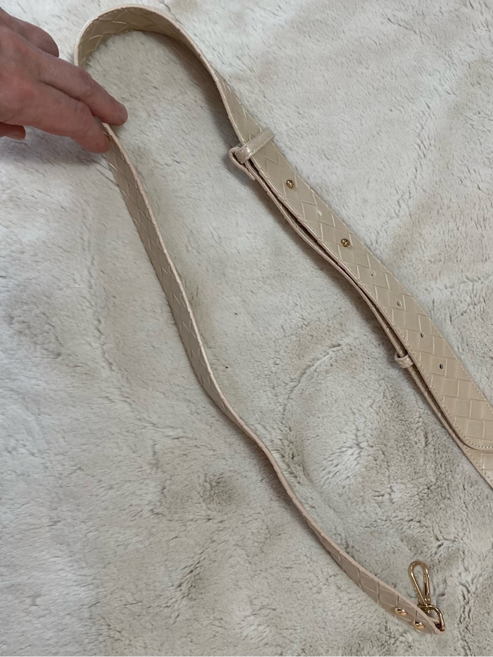 Pom Pom London cream color braided adjustable bag strap